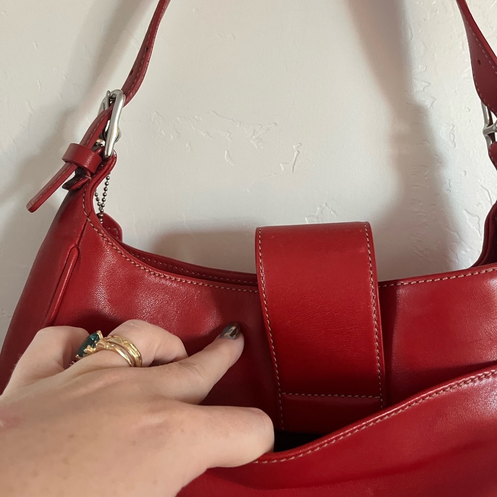 Vintage Y2K Coach Legacy Hampton Red Leather Shoulder Bag 7783 90s - Picture 13 of 15